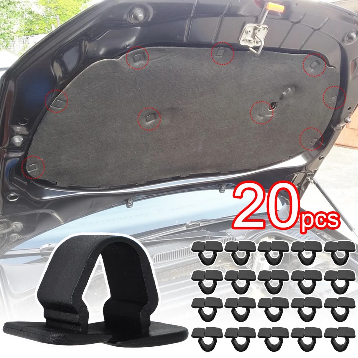 20PCS For VW Golf 4 5 6 Polo Passat Tiguan Sharan Octavia Engine Bonnet Hood Retainer Clips Sound Insulation Rivet 1H5863849