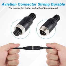 4Pin Aviation Male to Female Adapter RCA AV & DC Power Converter Cable for Car Rear Camera Monitor (Signal & Power Transmission)