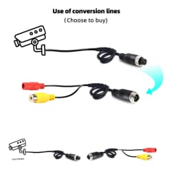 4Pin Aviation Male to Female Adapter RCA AV & DC Power Converter Cable for Car Rear Camera Monitor (Signal & Power Transmission)