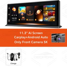 K8 Pro 11.3" Touch Screen Car Camera 5K Dash Cam GPS 5G WiFi Wireless CarPlay & Android Auto Loop Recording GPS Navigation DVR