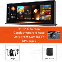K8 Pro 11.3" Touch Screen Car Camera 5K Dash Cam GPS 5G WiFi Wireless CarPlay & Android Auto Loop Recording GPS Navigation DVR
