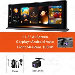 K8 Pro 11.3" Touch Screen Car Camera 5K Dash Cam GPS 5G WiFi Wireless CarPlay & Android Auto Loop Recording GPS Navigation DVR