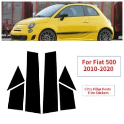 6Pcs/set Glossy Black Car Window Door Column B C Pillar Post Cover Trim For Fiat 500 2010 2011 2012 2013 -2020 Decor Stickers