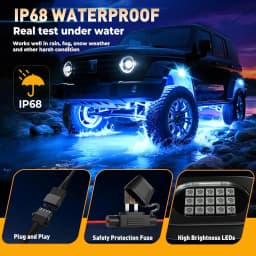 Honalia LED Rock Lights for Trucks 4/6/8/10/12 Pods RGB Truck Rock Lights Kits with App Control for ATV UTV RZR