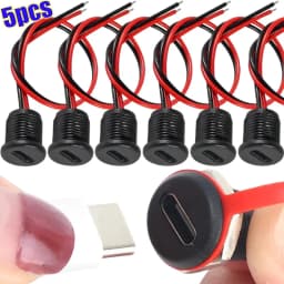 5/1pcs Type-C Female Chassis 2 Pin Type-C Female Socket USB Connector Waterproof Jack Female Charging Port with Card Buckle