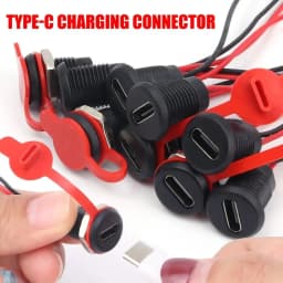 5/1pcs Type-C Female Chassis 2 Pin Type-C Female Socket USB Connector Waterproof Jack Female Charging Port with Card Buckle