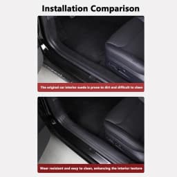 For Tesla Model Y Juniper Front Rear Door Sill Protection Pads Leather Threshold Bumper Strip Guards Anti-kick Pad Accessories