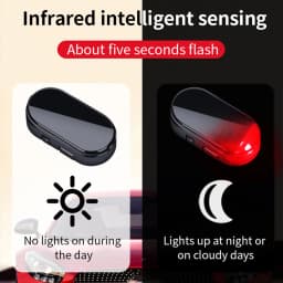 1pc Car Fake Security Light Solar Powered Simulated Dummy Alarm Wireless Warning Anti-Theft Caution Lamp LED Flashing Lights