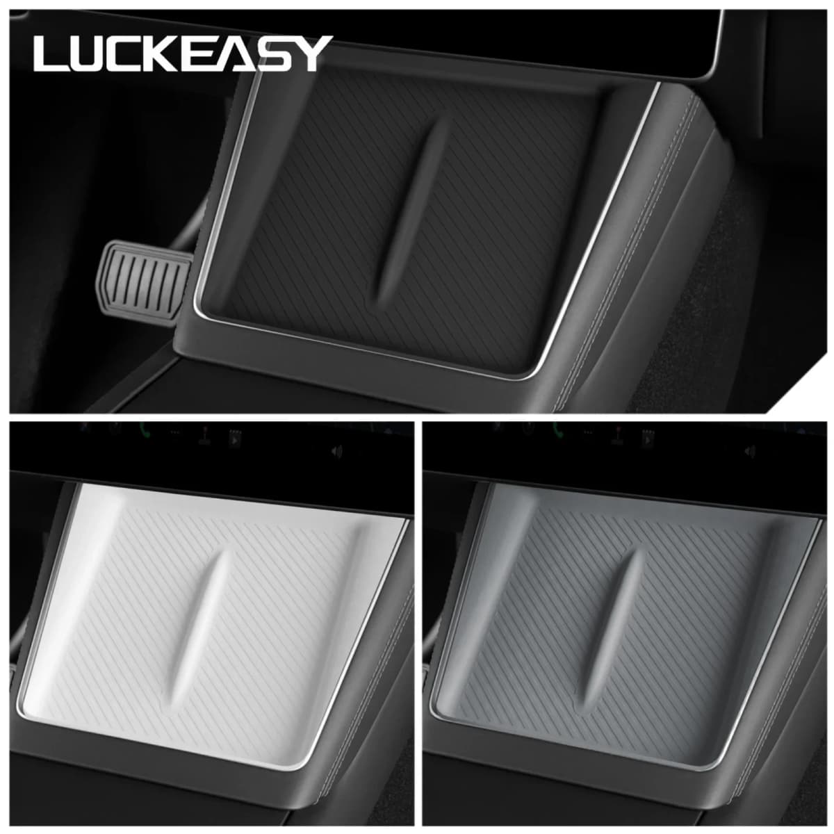 LUCKEASY for Tesla Model Y Juniper 2025 2026 Car Anti Dirt Pad Mobile Wireless Charging Anti-Slip Mats Silicone Accessiories