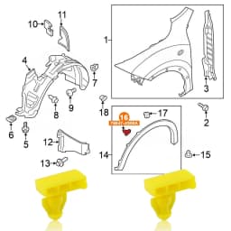 18Pcs Front Wheel Arch Trim Clips Car Exterior Flare Horn Fastener Clip Accessories 84953JA00A For Nissan Qashqai J11 2014-2021