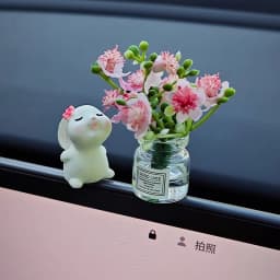 Car Mounted Bunny Floral Fragrance Healing Ornament Romantic Console Centerpiece Auto Smelling Bunny Figurine