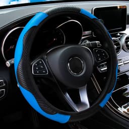 PU Carbon Fiber Leather Car Steering Wheel Cover Without Inner Ring Suitable for 14.5-15 Inches of Automotive Supplies