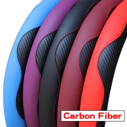 PU Carbon Fiber Leather Car Steering Wheel Cover Without Inner Ring Suitable for 14.5-15 Inches of Automotive Supplies