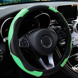 PU Carbon Fiber Leather Car Steering Wheel Cover Without Inner Ring Suitable for 14.5-15 Inches of Automotive Supplies