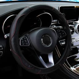 PU Carbon Fiber Leather Car Steering Wheel Cover Without Inner Ring Suitable for 14.5-15 Inches of Automotive Supplies