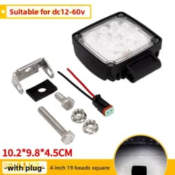 The latest LED work light 4 inch 19 bead excavator seismic arm light with plug 12-60V forklift headlight