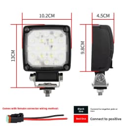 The latest LED work light 4 inch 19 bead excavator seismic arm light with plug 12-60V forklift headlight