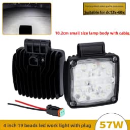The latest LED work light 4 inch 19 bead excavator seismic arm light with plug 12-60V forklift headlight
