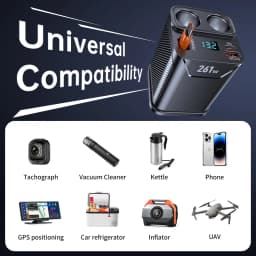 7 in 1 Cigarette Lighter Adapter Cup Holder 261W Car Charger Adapter with PD45W Charge 24V/12V Cigarette Lighter LED Voltmeter