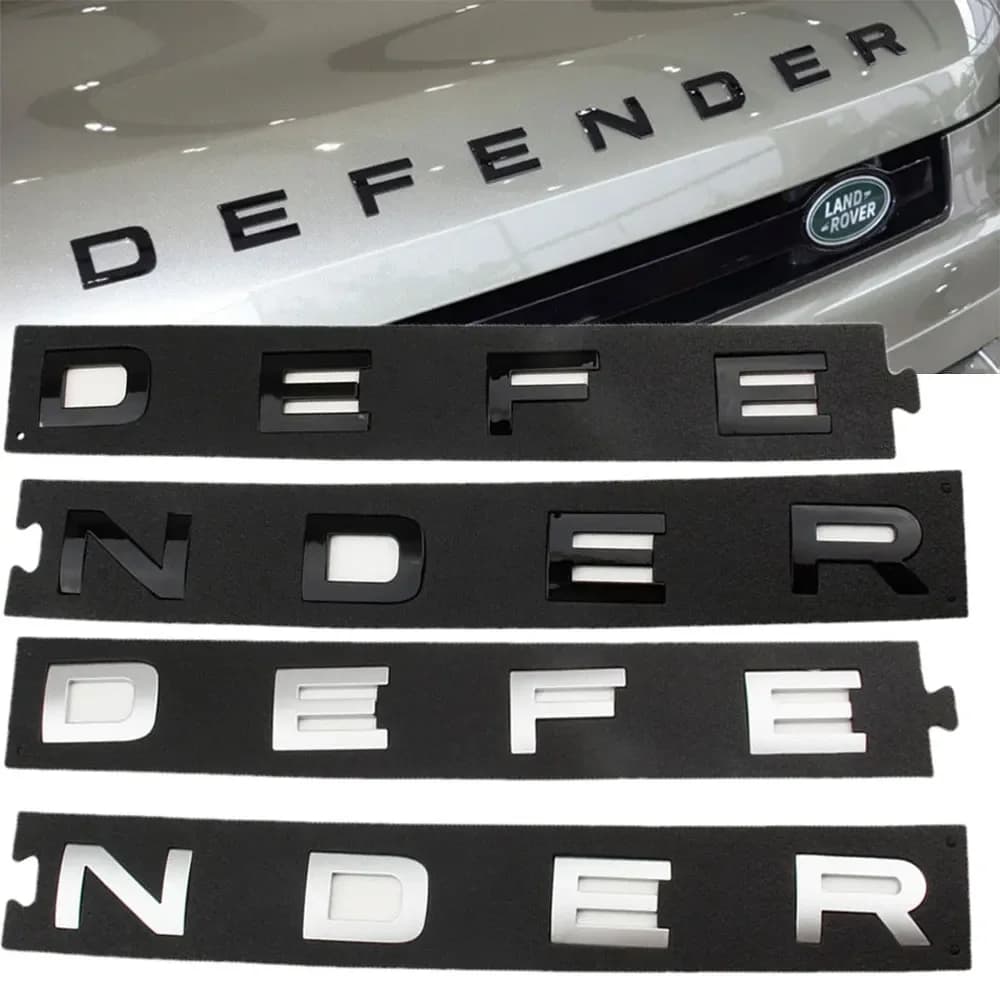 1pc 3D ABS Black Letters DEFENDER Badge Car Front Hood Bonnet Stickers Decals For Land Rover Defender Emblem Accessories