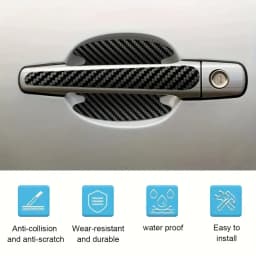 8pcs carbon fiber car door handle protective cover, scratch resistant door protection sticker, paint protection cover