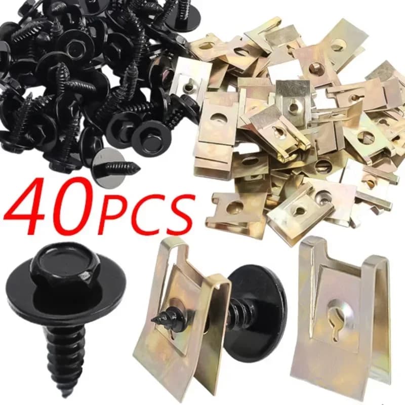 Chassis Engine Guard Metal Nut/Screw Washers U-shape Clip for BMW E46 E92 E90 F10 Car Fender Bumper Cross Head Screws 40/20pcs