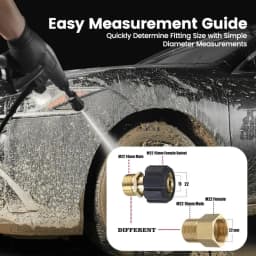 Pressure Washer Adapter M22 15mm Female to M22 14mm Male Fitting Quick Connect to Power Washer Coupler Accessories for Hose/Gun