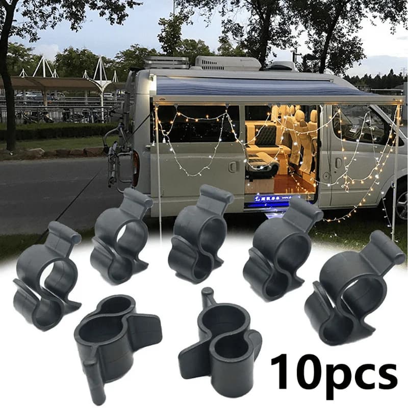 10Pcs Camping Awning Hooks Clips RV Tent Hangers Light Hanger Black Plastic Rope Clamp Tent Hooks Accessory For Caravan Camper