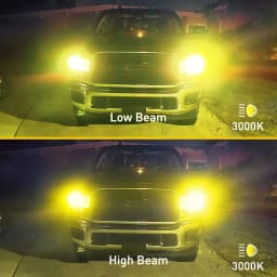 AUXITO 2Pcs H4 Fanless LED CSP Headlight Bulb 3000K Golden Yellow 9003 HB2 H4 LED Hi/Lo High and Low Beam Headlamp 12V Auto Lamp
