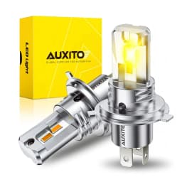 AUXITO 2Pcs H4 Fanless LED CSP Headlight Bulb 3000K Golden Yellow 9003 HB2 H4 LED Hi/Lo High and Low Beam Headlamp 12V Auto Lamp