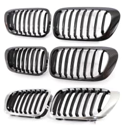 Single Slat Grill Kidney Carbon Chrome Grille For 3 Series E46 2-Door 1998-2002 Pre-Facelift & 2000-2007 E46 M3 Coupe Cabriolet