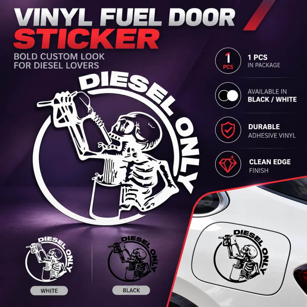 Pickup Truck 13.5*13.5cm Off-Road Truck Skull Fuel Cap Stickers, Decorative Car Stickers Personalized Customization