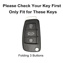 Alloy Leather Car Folding Key Case Cover Shell Holder for Audi Q3 8u f3 S Line Protection Key Cover Keychain Car Accessories