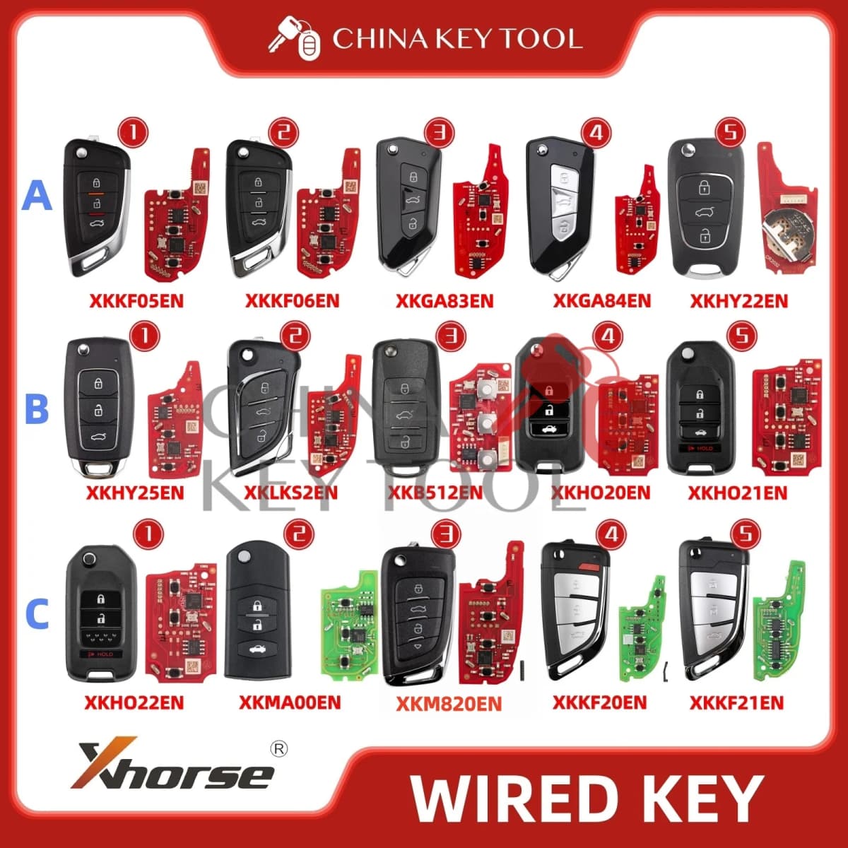 Xhorse Key Global Version XKKF05EN XKKF06EN XKKF20EN XKKF21EN XKHY22EN XKHY25EN XKHO20EN XKHO21EN XKGA83EN XKLKS2EN XKM800EN