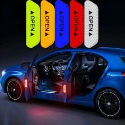 4pcs Universal Car Reflective Sticker Waterproof Wheel Eyebrows Door Stickers Open Sign Safety Reflective Safety Warning Tape