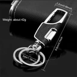 Double-ring metal keychain, simple and stylish. Thick and substantial texture, anti-lost and portable, showcasing men's taste.