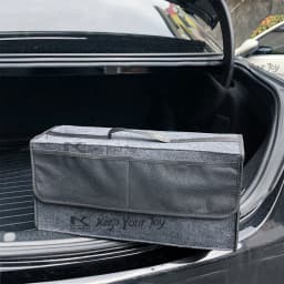 KKJOY Large Car Boot Storage Bag with Net Bag Anti-Slip Compartments Felt Storage Box for Car Trunk Tool Organization Upgrade