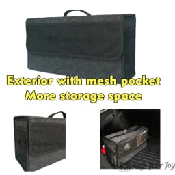 KKJOY Large Car Boot Storage Bag with Net Bag Anti-Slip Compartments Felt Storage Box for Car Trunk Tool Organization Upgrade