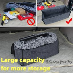 KKJOY Large Car Boot Storage Bag with Net Bag Anti-Slip Compartments Felt Storage Box for Car Trunk Tool Organization Upgrade