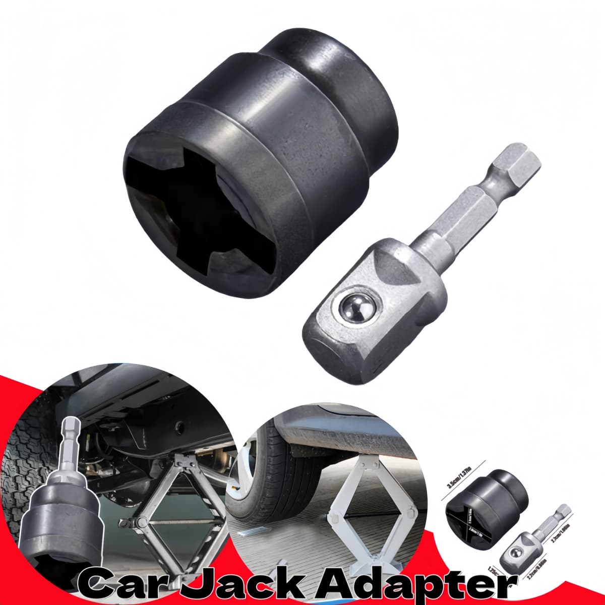 Heavy Duty Scissor Jack Drill Adapter Impact Wrench Socket Quick Change Tool Steel RV Stabilizer Auto Repair Garage Accessory 