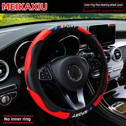 Carbon Fiber Leather Sport Car Rimless Steering Wheel Cover Is Suitable for 14.5 - 15-Inch Steering Wheels as Decoration Items