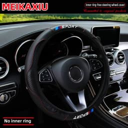 Carbon Fiber Leather Sport Car Rimless Steering Wheel Cover Is Suitable for 14.5 - 15-Inch Steering Wheels as Decoration Items