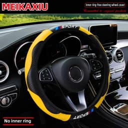 Carbon Fiber Leather Sport Car Rimless Steering Wheel Cover Is Suitable for 14.5 - 15-Inch Steering Wheels as Decoration Items