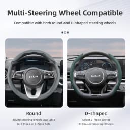 Suitable for Kia Breathable Perforated Leather Steering Wheel Cover, Segmented, Non-Slip, Durable, Ceed Picanto Sportage Optima Ev3 Rio 3 Cerato Stonic Niro Xceed K3 Morning Soul K4 Forte K2 Green