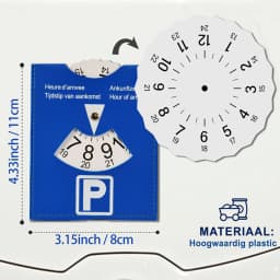 Blue PU Leather Parking Disc 4 Language Version Durable & Water-Resistant Arrival Timer for Car - Universal European Design