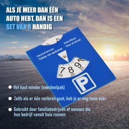 Blue PU Leather Parking Disc 4 Language Version Durable & Water-Resistant Arrival Timer for Car - Universal European Design
