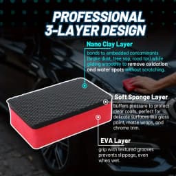 1~3pcs Nano Magic Clay Sponges Automotive & Multi-Surface Cleaning Natural Sponge, Cushion Foam & Anti-Slip EVA Car wash sponge