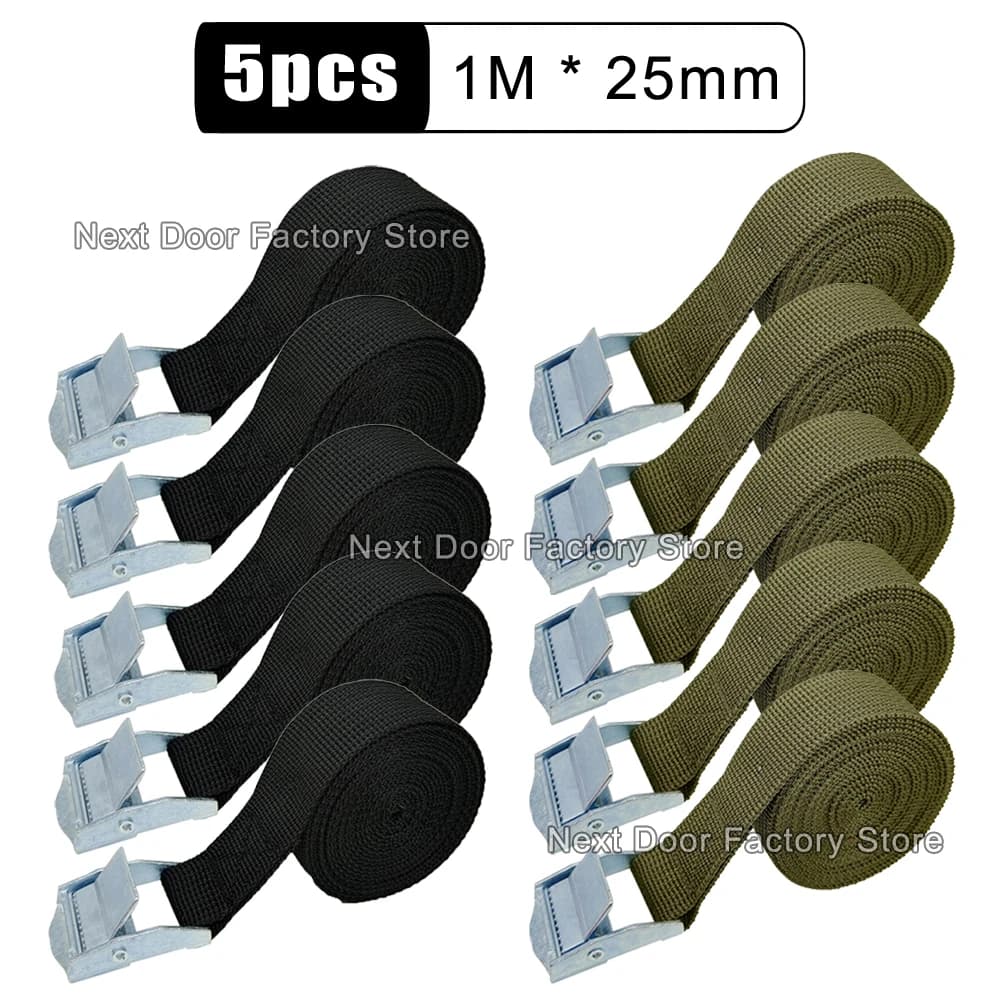 5pcs 1M Buckle Tie-Down Belt Cargo Straps For Car Motorcycle Bike With Metal Buckle Tow Rope Ratchet Belt for Luggage 2 Colors