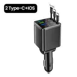 KEBIDUMEI 180W Car Charger PD30W USB 3.1A Phone Charger Digital Display Fast Charging Retractable Cable Adapter Auto Accessories
