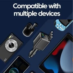 KEBIDUMEI 180W Car Charger PD30W USB 3.1A Phone Charger Digital Display Fast Charging Retractable Cable Adapter Auto Accessories